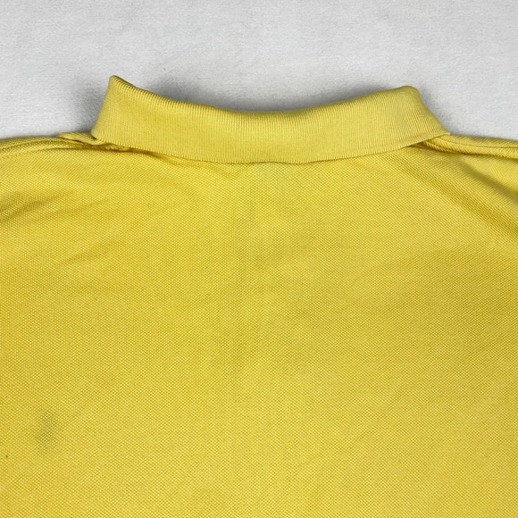 Polo Ralph Lauren Mens XXL Yellow Short Sleeve Pique Polo Shirt Blue Pony Logo - Picture 8 of 8